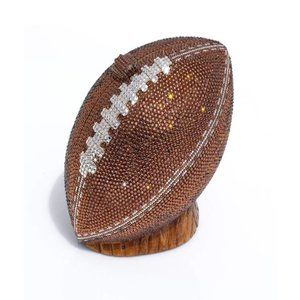 Football Handmade Acacia Wood Handbag with Swarovski Crystals